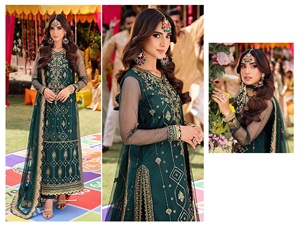 Renard Georgette Lourd Brodé Travail Top Et Santoon Bas Avec Dupatta Pakistanais collection - Product Image 6