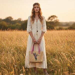 Bolso Tote Hecho a Mano de Jacinto de Agua con Colibrí de Cuentas, Bolso de Verano de Paja Tejida, Bolso Boho Ecológico para Mujer - Product Image 2