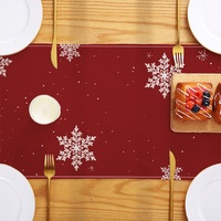Chemin de table en polyester imprimé Noël, motif sapin et flocons de neige, style ferme, prix usine, vente chaude, pour intérieur