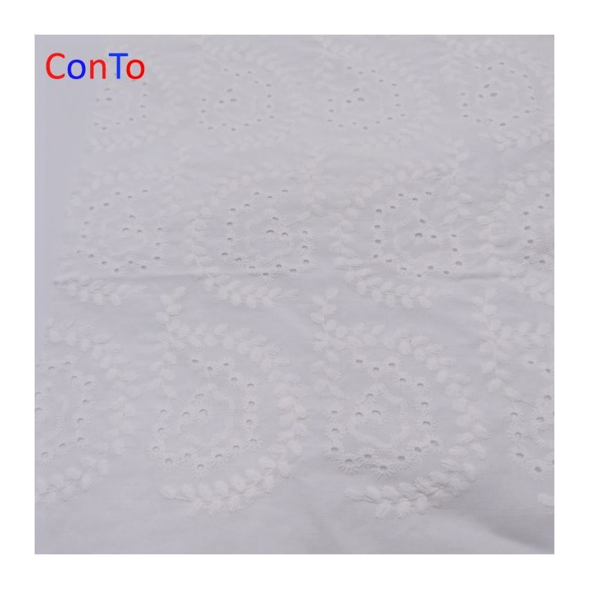 Lot De 6 Coupons De Tissu Coton Brodé Blanc - 135 Cm De Large, Motif Floral | Tissu Coton Brodé Blanc Floral | Coupons Couture Coton 100% Français Artisanat Mariage
