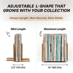 Étagère à disques vinyles en bois extensible, organisateur de rangement pour CD et DVD - Product Image 5
