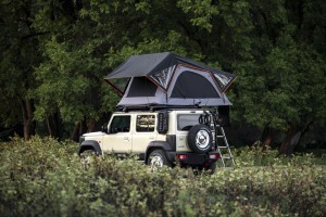 Vente en gros de tente de toit de voiture pour le <span class=keywords><strong>camping</strong></span> en plein air RTT coque souple isolée poids léger tissu de coton 4X4 accessoire d'échelle pour 4 personnes - Product Image 2
