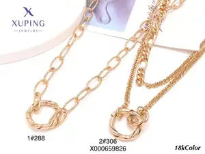 46490 Xuping Bisuteria Phụ Nữ Halskette Trang Sức Hình Trái Tim Zircon Pave Mặt Dây Chuyền Vòng Cổ Với Mạ Vàng 18K