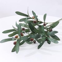 Lot de 6 Branches d'olivier artificielles en soie, fausses feuilles vertes et fruits, 1,80 m de haut, pour mariage, vase, bouquet