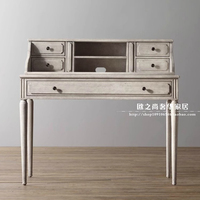 Bureau d'écriture vintage français en bois massif américain pour enfants, personnalisable, table d'apprentissage informatique blanche avec rangement