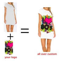 Impression à la demande Sexy Wrap Round Neck All Over Print Summer Short Digital 3D Print Sleeves Dresses Women Casual Custom Dress