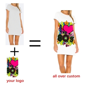 Impression à la demande Sexy Wrap Round Neck All Over Print Summer Short Digital 3D Print Sleeves Dresses Women Casual Custom Dress - Product Image 1