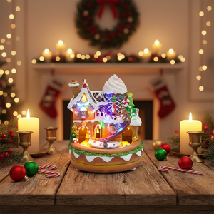 Casa <span class=keywords><strong>de</strong></span> Jengibre Musical <span class=keywords><strong>de</strong></span> Resina con 8 Canciones Navideñas, con Luz LED y Movimiento, Pueblo Navideño, Decoración Navideña 2024 - Product Image 2