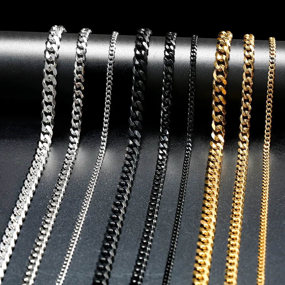 Cuban Link Chain Necklace Different Big Thick Size Stainless Steel Fashion Necklace Hip Hop Cuban Chain Jewelry Necklace For Men