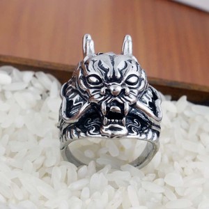 Men's Animal Zodiac Dragon Head <b>Ring</b> <b>Open</b> Top Punk Hip Hop Style Jewelry Gift - Product Image 2