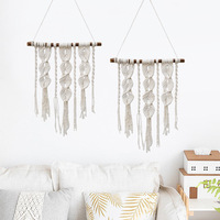 Tapisserie murale en coton tressé style bohème NATURE, motif à carreaux, avec pompons en macramé, pour chambre à coucher, tête de lit, salon