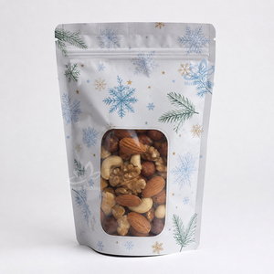 Sacs personnalisés pour noix de Noël, pochettes verticales avec fermeture éclair, emballage alimentaire souple pour marques de snacks à base de viande séchée - Product Image 1