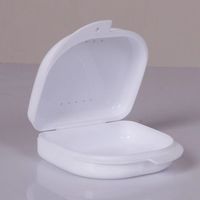 Étui pour appareil dentaire en plastique blanc et bleu avec logo personnalisé, support pour aligneur orthodontique