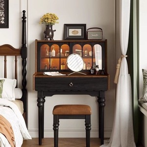 Midcentury Modern High End Oak Wood Vanity <strong>Desk</strong> with Storage for <strong>Bedroom</strong> and Bathroom Eco-Friendly Dressing Table - Product Image 4