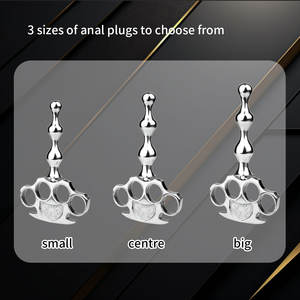 3 Größen Metall perlen Butt Plug mit Fingerring Zug griff Penetration Anal Sexspielzeug für Männer Frauen Vaginal Prostata Massage gerät - Product Image 5