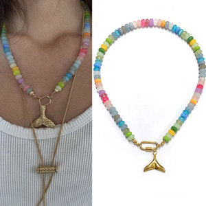 Collar Bohemio con Cuentas de Piedras Preciosas Naturales, Base de Acero Inoxidable 316L, Chapado en Oro de 14k/18k, con Cierre de Mosquetón Arcoíris, para Mujer - Product Image 6