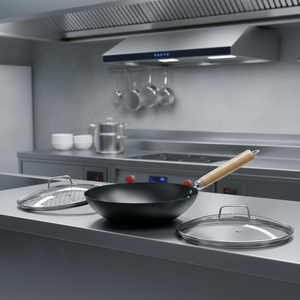 26cm Wok Pan Design a nido d'ape coperchio in metallo coperchio in vetro per Gas a induzione scatola 6 per uso commerciale per alberghi ristoranti - Product Image 3