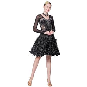 L-13376 Nuevo Vestido de Baile Latino con Pedrería y Gran Cola, Traje de Actuación, Vestido de Competición de Baile en <span class=keywords><strong>Venta</strong></span> - Product Image 3