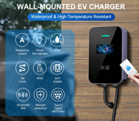Borne de recharge murale personnalisée 11 kW 7 kW 32 A AC EVSE pour voiture électrique, station de recharge 22 kW OCPP avec prise Type 1 / Type 2 / GB/T / NACS