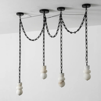 Lustre moderne en albâtre style Art déco nordique, suspension multi-gouttes pour villa, escalier, décoration intérieure