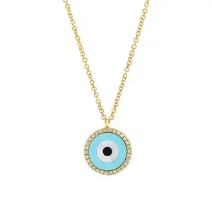 Gemnel hot sale 925 silver jewelry Turquoise and Mother of pearl evil eyes necklaces for women
