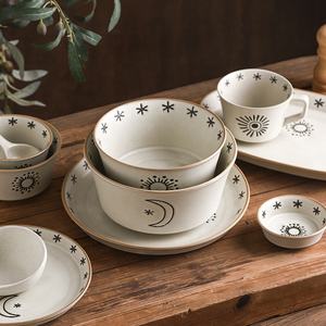 Nordic Sun and Moon Design assiettes et bols <span class=keywords><strong>en</strong></span> céramique ensemble de vaisselle <span class=keywords><strong>en</strong></span> grès assiettes de cuisine de 10 pouces - Product Image 2