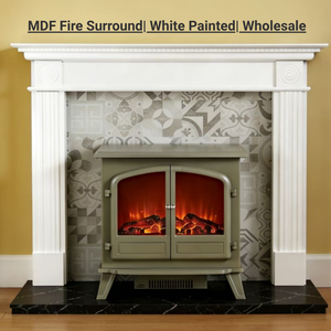 Contour de cheminée en MDF peint en blanc, vente en gros |   Cheminée murale moderne au gaz/électrique pour salon, MOQ 50 EU Timberlume - Product Image 3