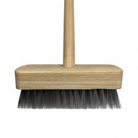Brosse à long manche en bois et fil d'acier, robuste, industrielle, pour nettoyage de terrasses, élimination de la rouille et de la peinture, désherbage, OEM