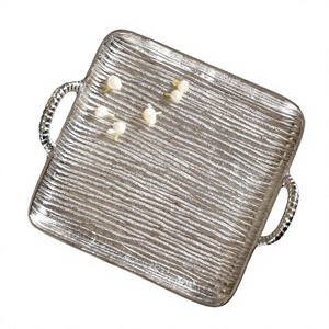 Metal Serving <b>Tray</b> With Handles Dining Table Display Modern Design <b>Trays</b> Square Shape High Quality Metal Fruits Snacks <b>Tray</b> - Product Image 1