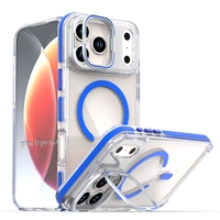 Coque de téléphone magnétique transparente avec béquille, boutons métalliques indépendants, protection antichoc pour iPhone 17 Pro iPhone 16 Pro Max