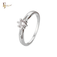 Bague de fiançailles FJ Fallon Fashion Jewelry, solitaire, blanc, CZ rose, plaquée or rose, deux tons, base en laiton