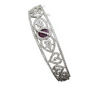 Stunning Premium Quality <b>Silver</b> Finish Pure Stone Look Fashion Charm <b>Bracelets</b> Foe Women Wedding Wear Collection - Product Image 2