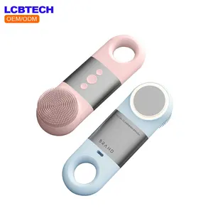 New Design Hot And Cool Face Lifting Massager Deep Cleaning Vibrating Facial Brush Waterproof Electric Facial Cleansing Brush