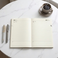 Agenda 2027 en cuir vegan, planificateur quotidien et horaire, agenda anglais, carnet A4, agenda personnalisable pour 2027