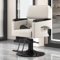 Fauteuil de Barbier Professionnel en Cuir avec Rotation à 360 Degrés, Pompe Hydraulique et Base Réglable en Hauteur pour Salon de Coiffure