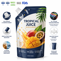 Op maat gemaakte logo 500ml voedselveilige staande spout pouch, milieuvriendelijke doypack spout zak voor fruit, groente, sap, gelei en drankenverpakkingen