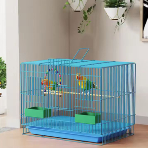 Hot Selling Luxe Vogelkooi Opvouwbare Roestvrijstalen Draad Ijzeren Frame Massief Patroon Plastic Bakje Fabriek Directe Doos Vogelhuisjes - Product Image 2