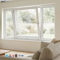 Ventana Abatible y Giratoria de Aluminio AMJ NFRC Csa, Eficiente Energéticamente, con Vidrio Low-E, Ventanas Corredizas de Aluminio para Arquitectura Moderna