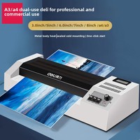 Plastifieuse Deli 3895 de haute qualité pour bureau/maison, format A4/A3/A5/A6, alimentation automatique du film, niveaux réglables, plastification à chaud/froid