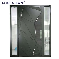 Portes d'entrée doubles en aluminium Rogenilan, fabriquées sur mesure, anti-effraction, avec gravure 3D, sécurité renforcée, verrouillage multipoints
