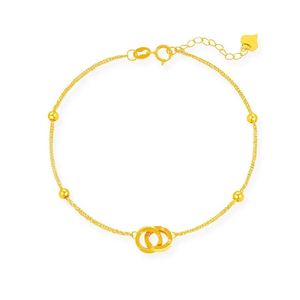 Xinfly Pure 18K Gold Chopin Chain Jewelry Au750 Double Ring Buckle <b>Beads</b> <b>Bracelet</b> - Product Image 1