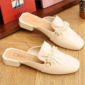 Mules pour femmes Tiyo à bout rond en perles, semelle souple en PVC, style coréen tendance, chaussures printemps-automne - Product Image 4