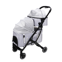 Poussette à deux étages pour animaux de compagnie Sortie légère et pliable pour chien chat Vente en gros transfrontalière Petit chariot d'extérieur pour animaux de compagnie