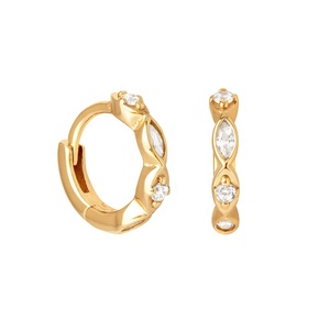 Jewelry 925 <b>Silver</b> 18k Gold Jewelry Round Horse Eye Zircon <b>huggies</b> <b>Earring</b> - Product Image 1