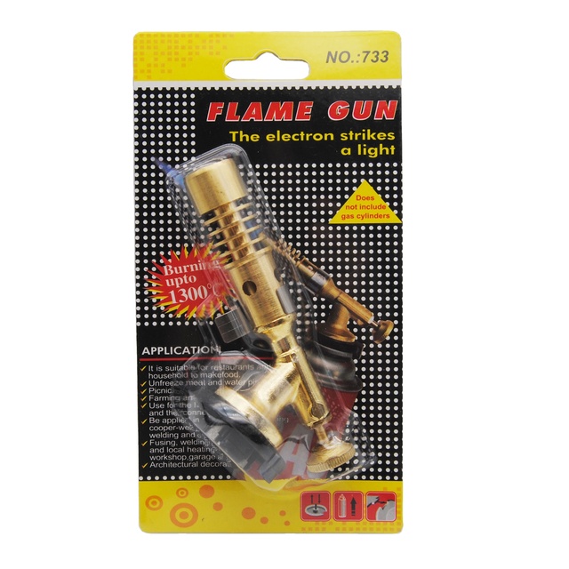 733 Stainless Steel Zinc Alloy ABS Butane Gas Torch with Steady Flame for Outdoor Barbecue and Welding