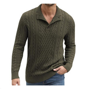 Pull en tricot surdimensionné personnalisé pour homme avec col montant et logo frontal - Product Image 2