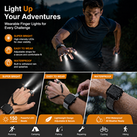 Lampe torche LED pour doigts, mains libres, rechargeable, avec sangle de poignet, pour camping, pêche, randonnée, travaux de réparation en extérieur