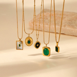 Colliers pendentif <span class=keywords><strong>émeraude</strong></span> en acier inoxydable de style français Collier zircon <span class=keywords><strong>émeraude</strong></span> coeur de luxe - Product Image 4