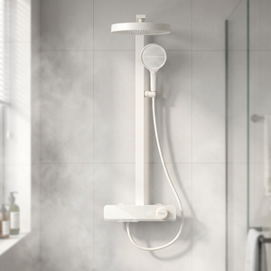 Ensemble de douche thermostatique minimaliste en laiton poli avec affichage numérique, barre coulissante, pulvérisation supérieure intelligente et douchette à main - Product Image 4