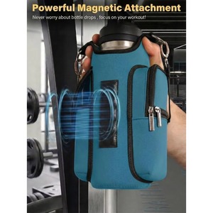 Magnetic <b>Gym</b> Bag Water Bottle Carrier <b>Holder</b> with <b>Phone</b> Pockets & Shoulder Strap Magnetic Bag <b>Gym</b> Accessories for Men Women - Product Image 2